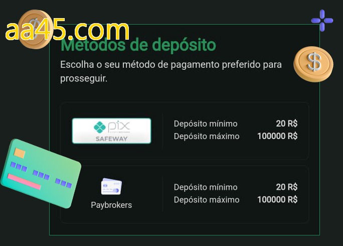 O cassino aa45.combet oferece uma grande variedade de métodos de pagamento